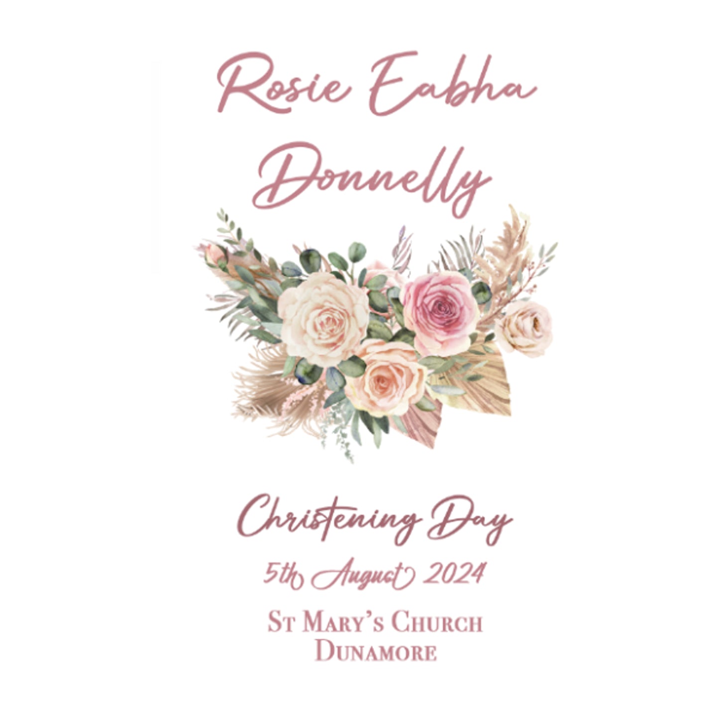 Personalised Christening Candle - Roses