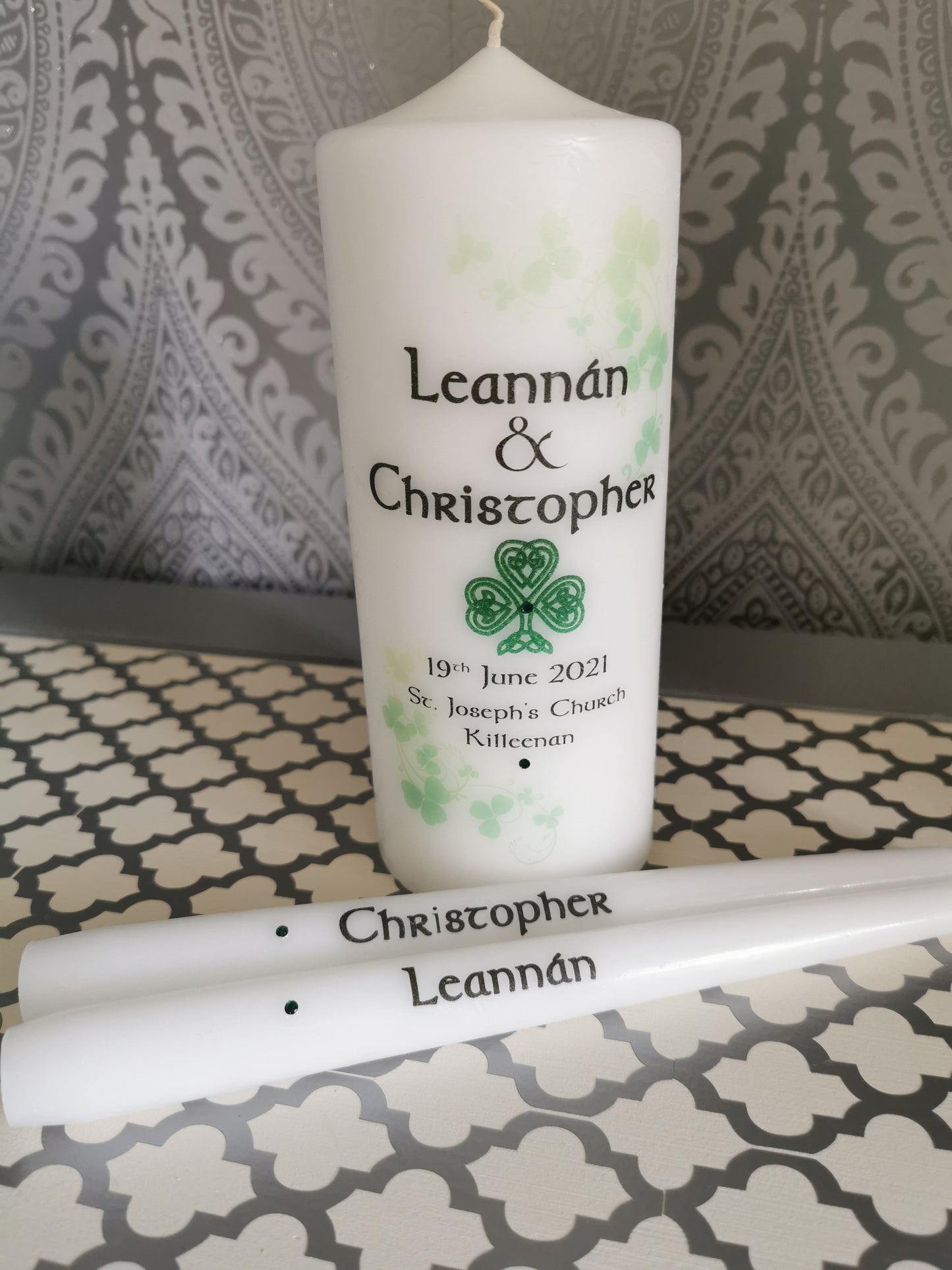 Shamrock Personalised Wedding Candles