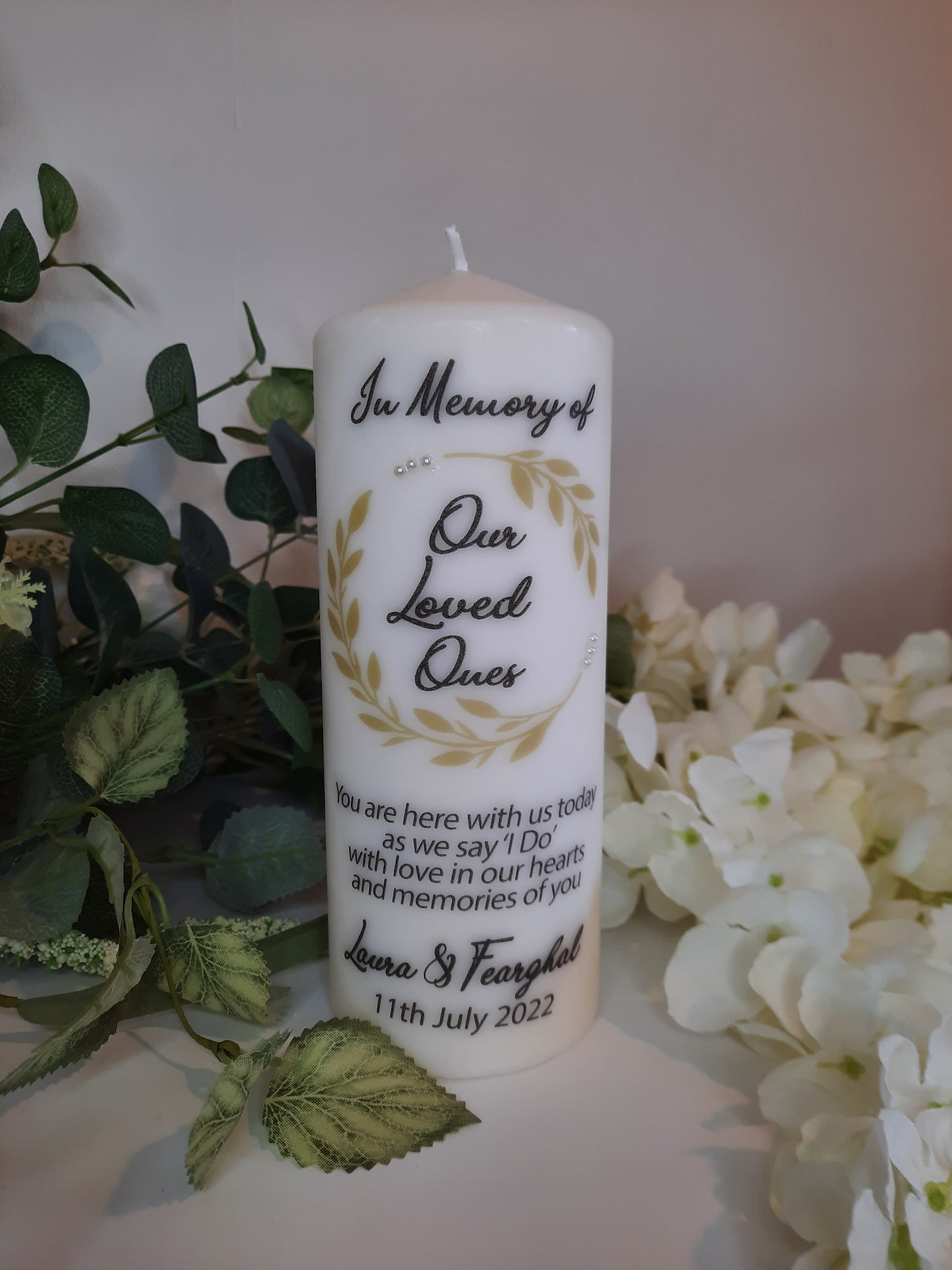 Personalised Memorial Candle Leaf Design