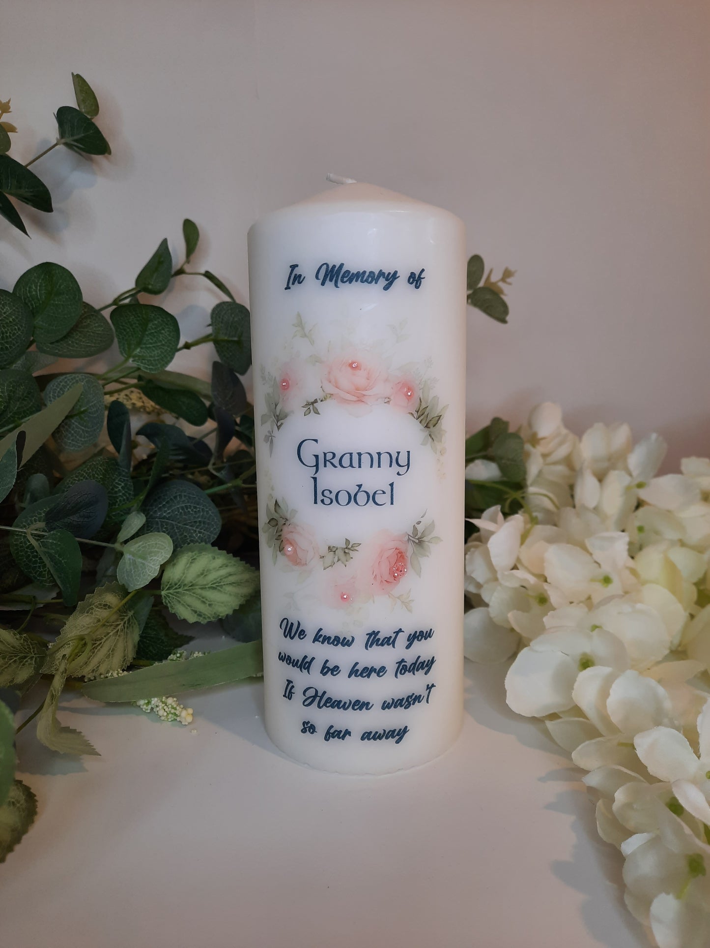Personalised Memorial Candle Soft Floral