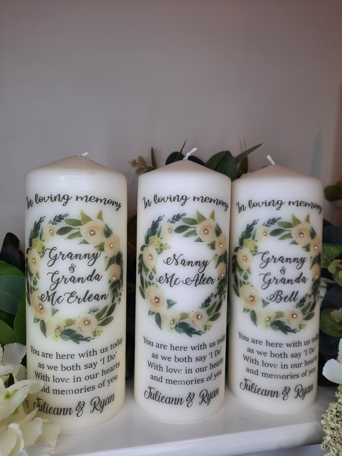 Personalised Memorial Candle White Rose