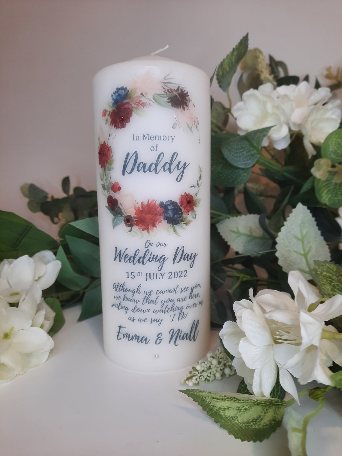 Personalised Memorial Candle Winter Floral