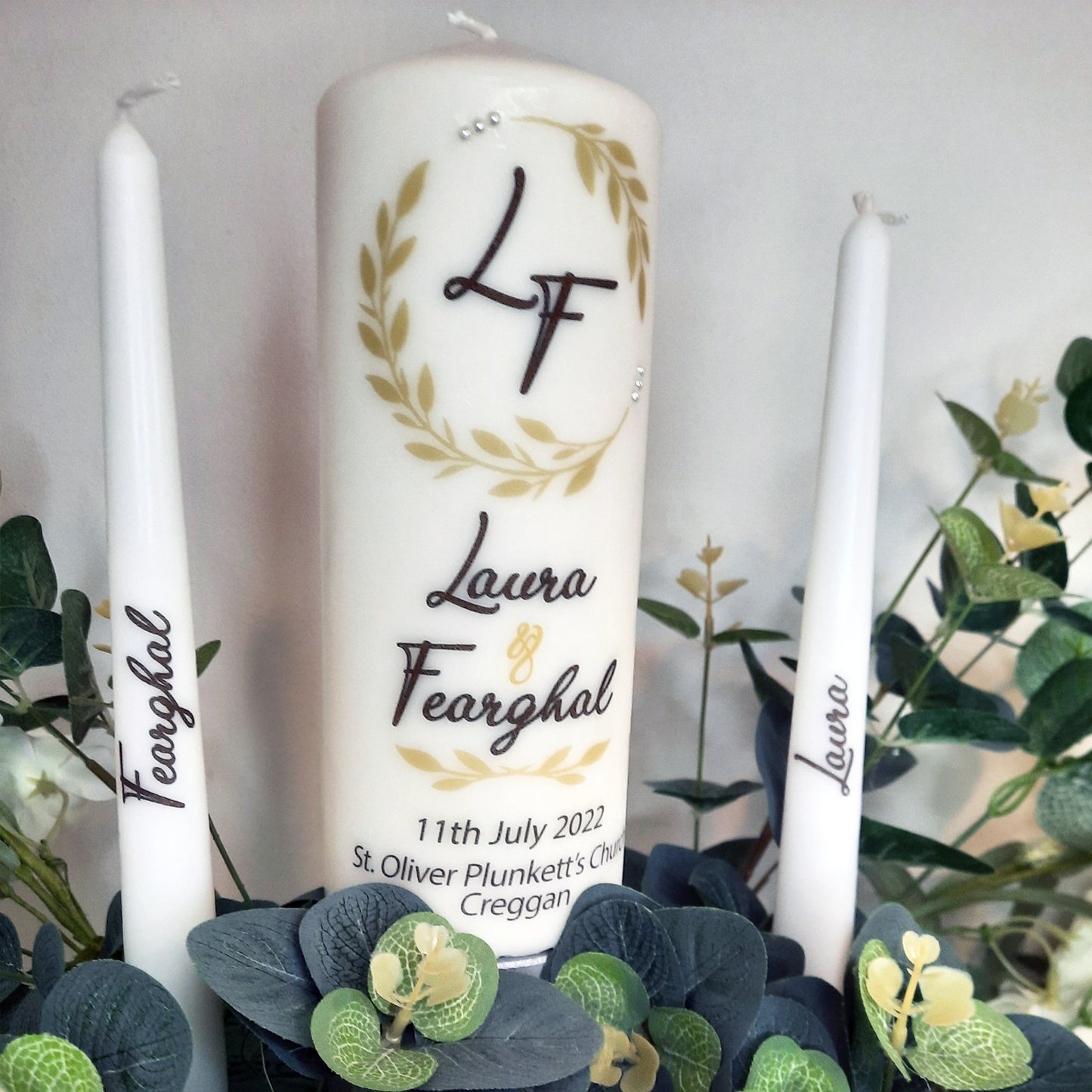 Leaf Personalised Wedding Candles