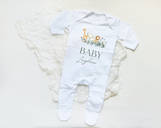Animal Personalised Babygrow
