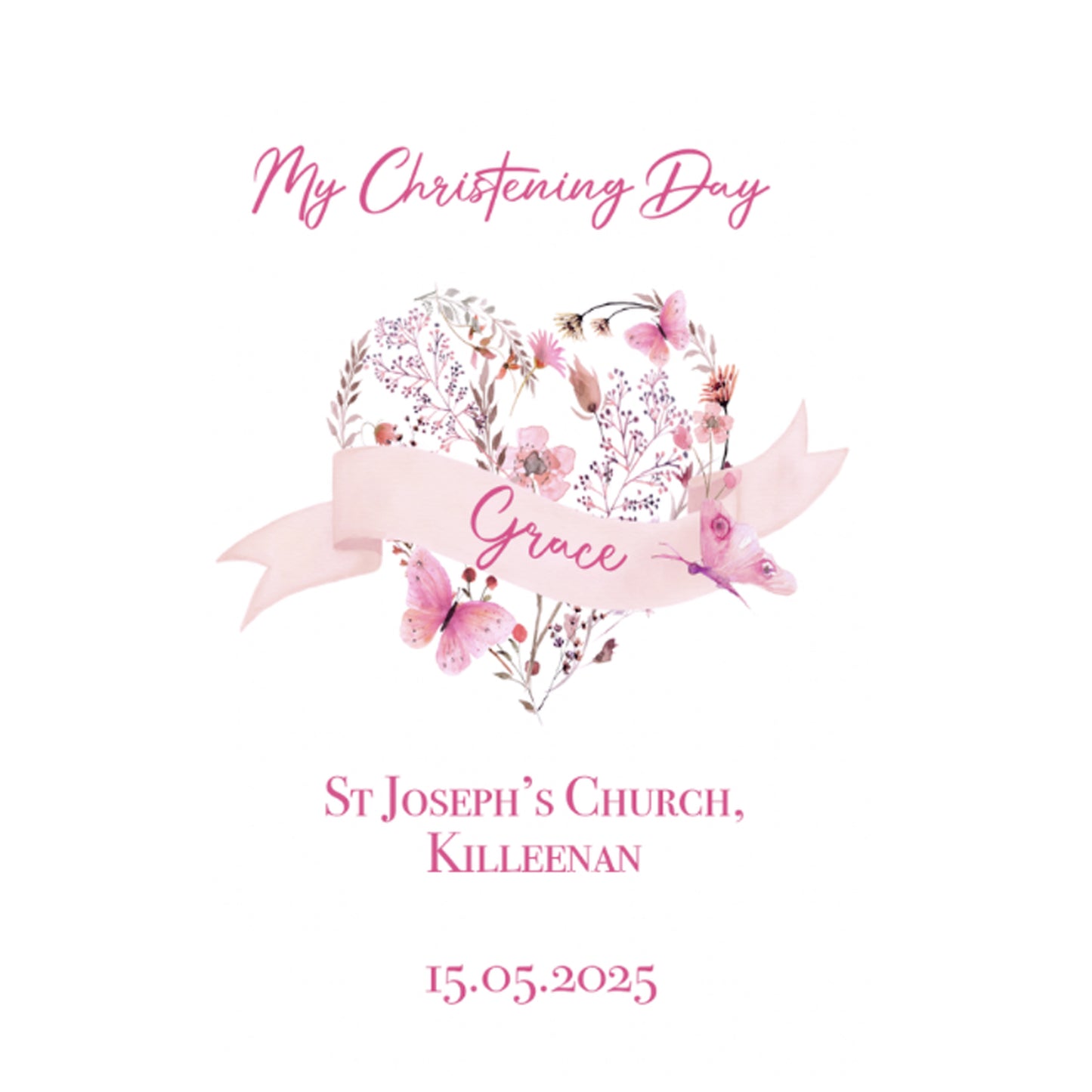 Heart Personalised Christening Candle