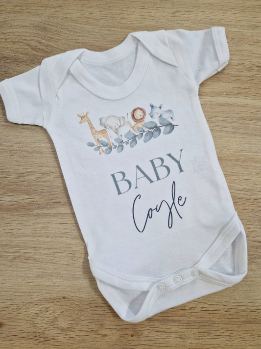 Animal theme Personalised Baby Vest