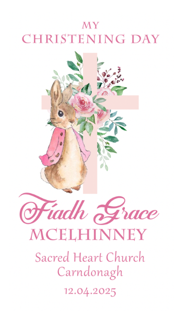 Personalised Flopsy Bunny Cross Christening Candle