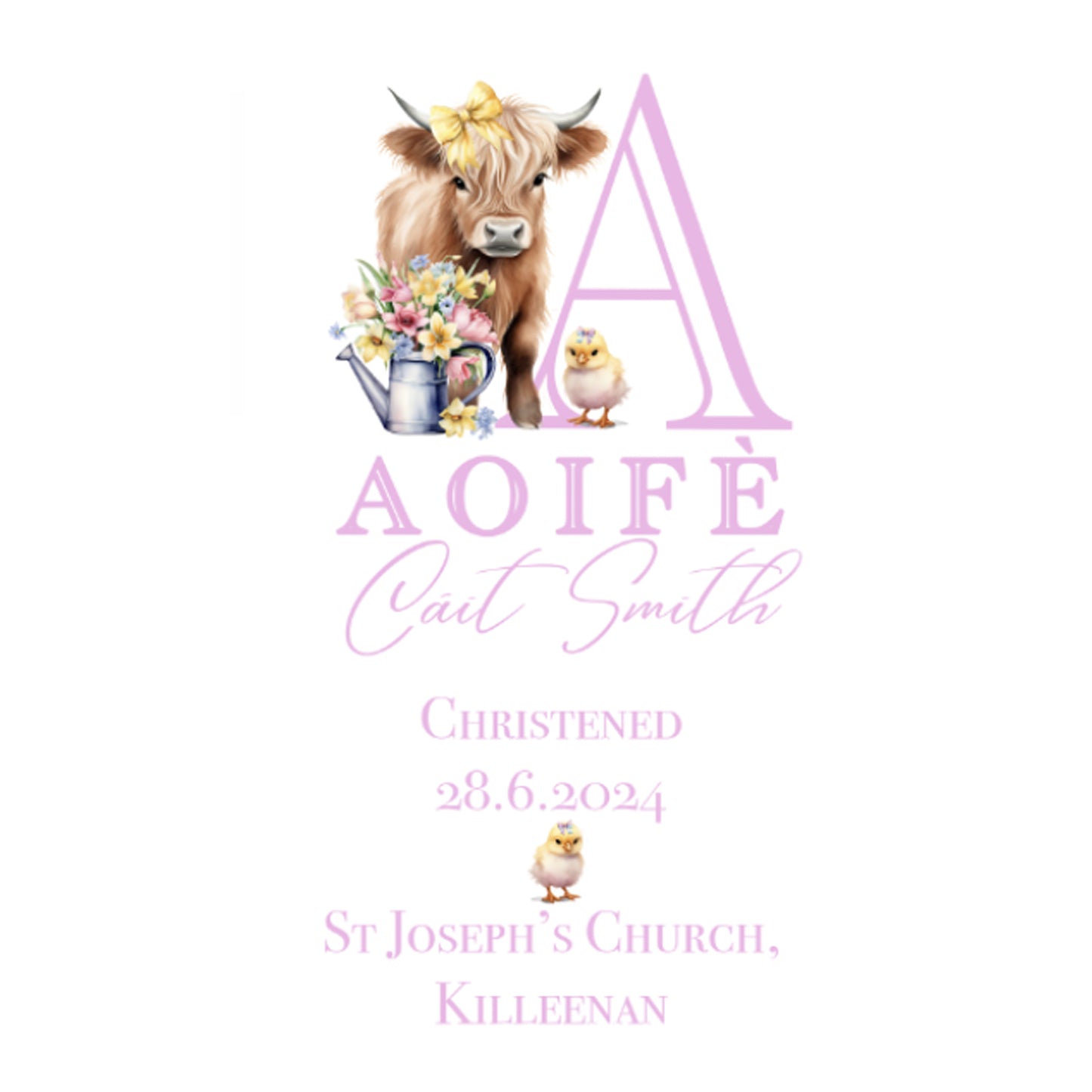 Highland Cow Personalised Christening Candle