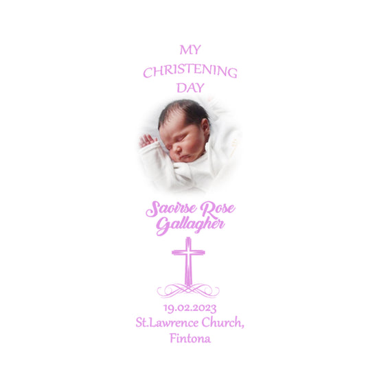 Personalised Christening Candle Swirl Cross with Photo