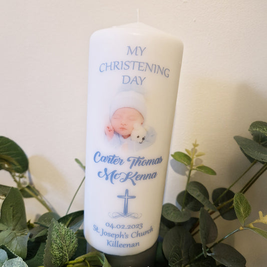 Personalised Christening Candle Swirl Cross with Photo (Copy)
