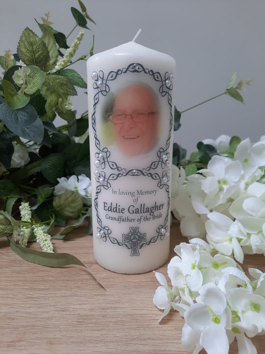 Personalised Memorial Candle Celtic Photo