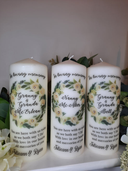 Personalised Memorial Candle White Rose