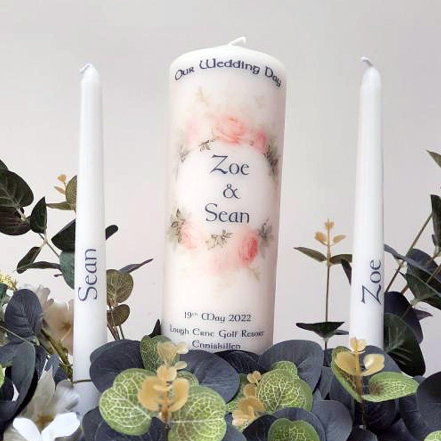 Soft Floral  Personalised Wedding Candles